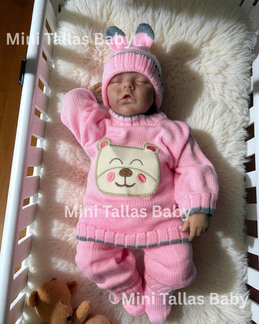 Conjunto rosado de osito Talla 0-3 meses