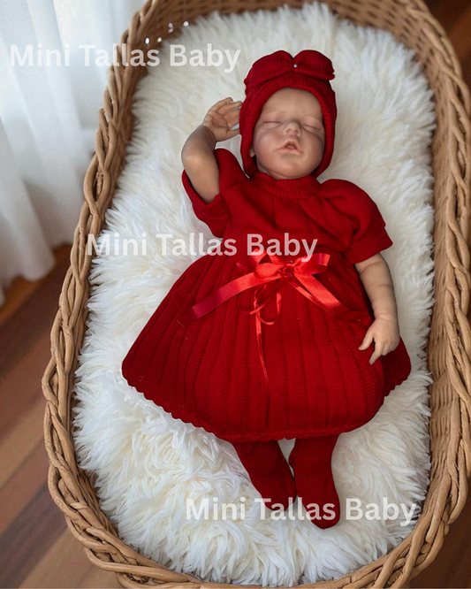 Vestido rojo manga corta talla 0-3 meses